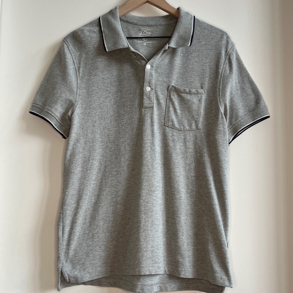 J. Crew Stretch Pique Gray Polo Shirt
